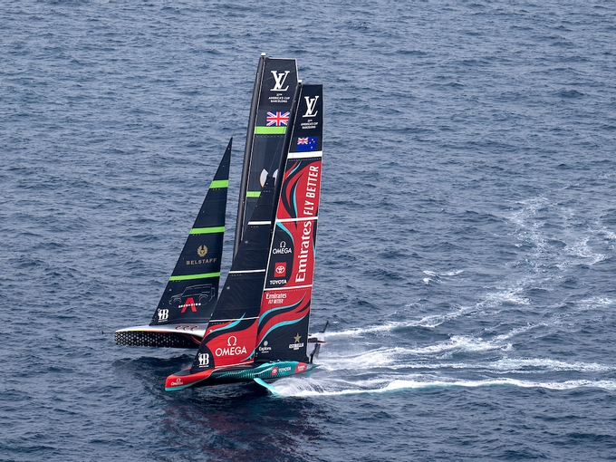 Pre-start penalty and light winds dominate day two of America’s Cup Match in Barcelona